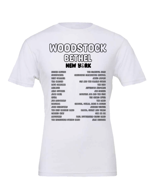 Band List Woodstock 1969 concert T-shirt